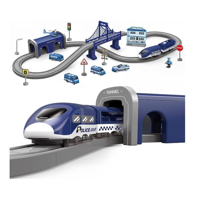 Train électrique Enfant 3 à 8 Ans - Circuit Avec Voiture Police Et Hélicoptère - Jeu De Construction 66 Pièces - Cadeau Garçon Fille Circuit Voiture Electrique Train électrique Enfant 3 à 8 Ans - Circuit Avec Voiture Police Et Hélicoptère - Jeu De Construction 66 Pièces - Cadeau Garçon Fille Circuit Voiture Electrique