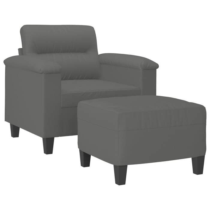 Fauteuil avec repose-pied - MANGO - Gris foncé - Tissu microfibre - 90x77x80 cm - Repose-pied inclus - Capacité 110 kg Fauteuil avec repose-pied - MANGO - Gris foncé - Tissu microfibre - 90x77x80 cm - Repose-pied inclus - Capacité 110 kg