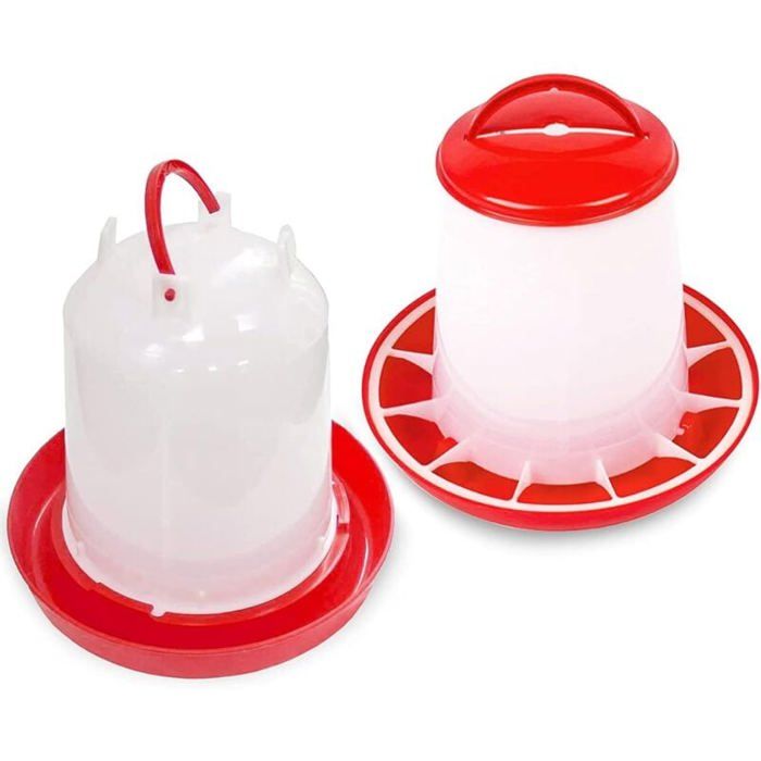 Ensemble abreuvoir et mangeoire pour poussins - MICH - Abreuvoir automatique - 3L - Mangeoire 2Kg - Transparent