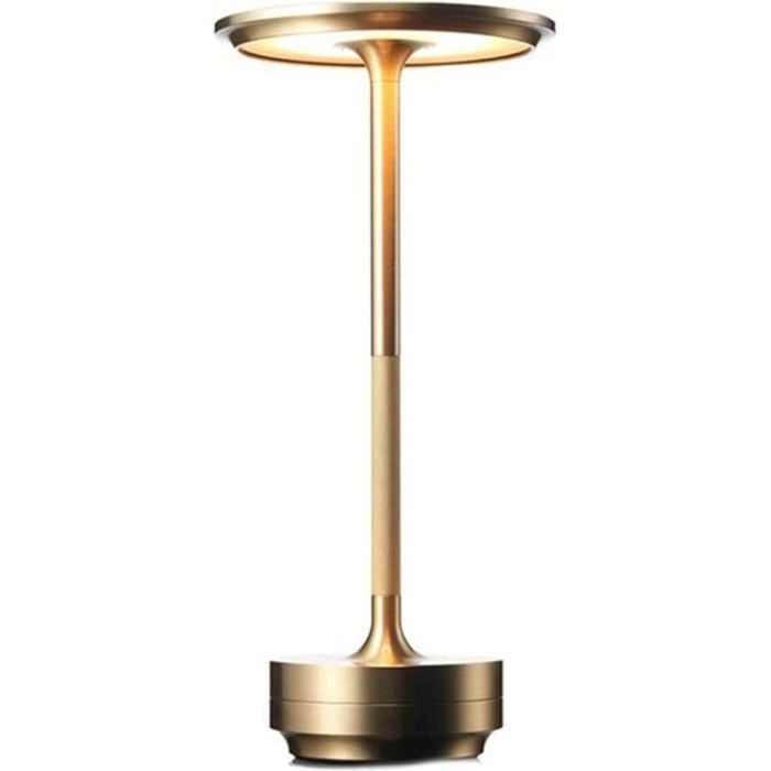 Lampe de chevet - PZCC - Minimaliste - Tactile - Batterie 2000mAh - Métal doré