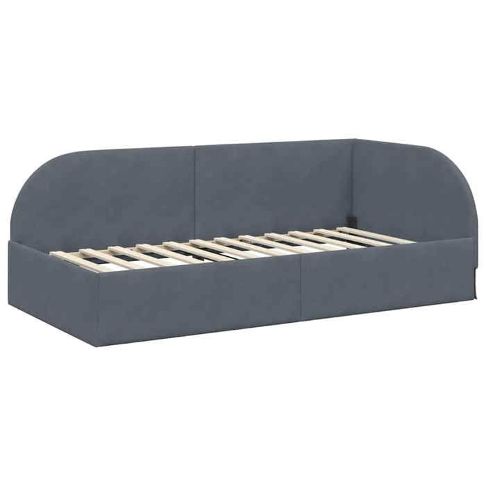 NEUF Structure de lit dangle - UU - 1 PLACE - Gris foncé 90 cmx200 cm Velours SS835