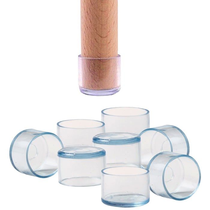 Casquettes pour Chaises et Meubles - 16 Pièces - Pieds Patins Ronds - Anti-Rayures et Antibruit - 35 mm - Transparent