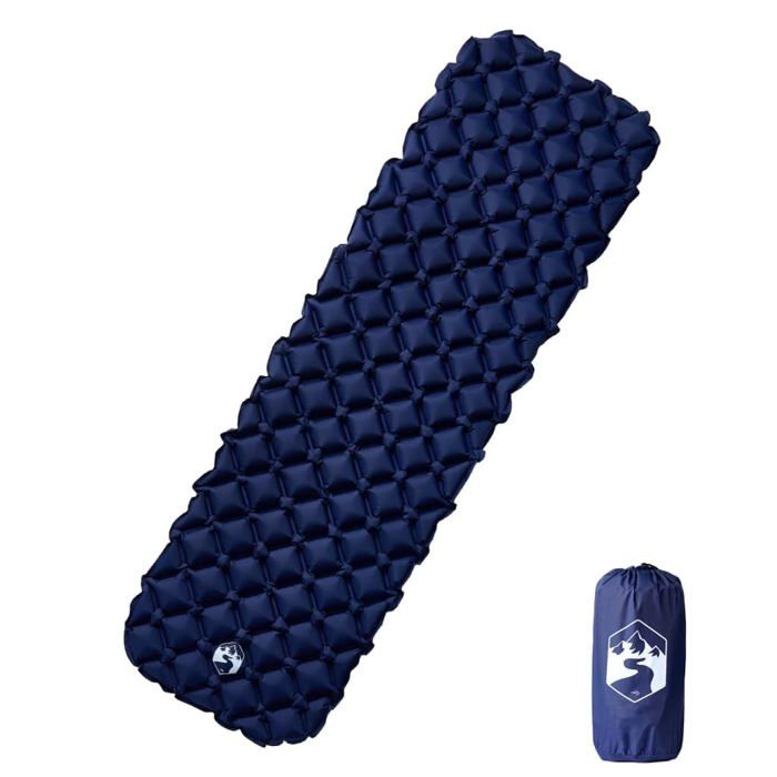 Matelas de camping gonflable - vidaXL - 190x58x6 cm - Bleu Marine - Étanche - Facile à gonfler - Portable - Nylon 40D