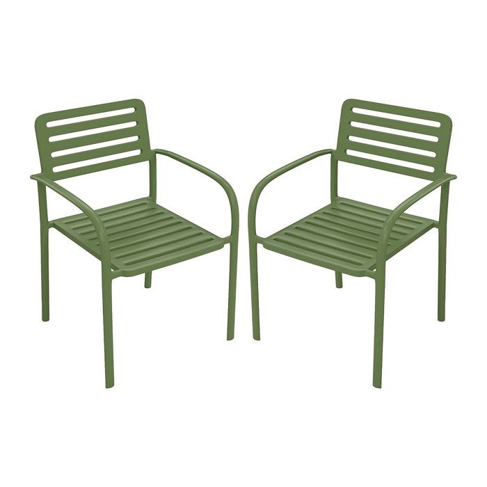 Lot de 2 fauteuils de jardin empilables en métal - Vert - NILY de MYLIA