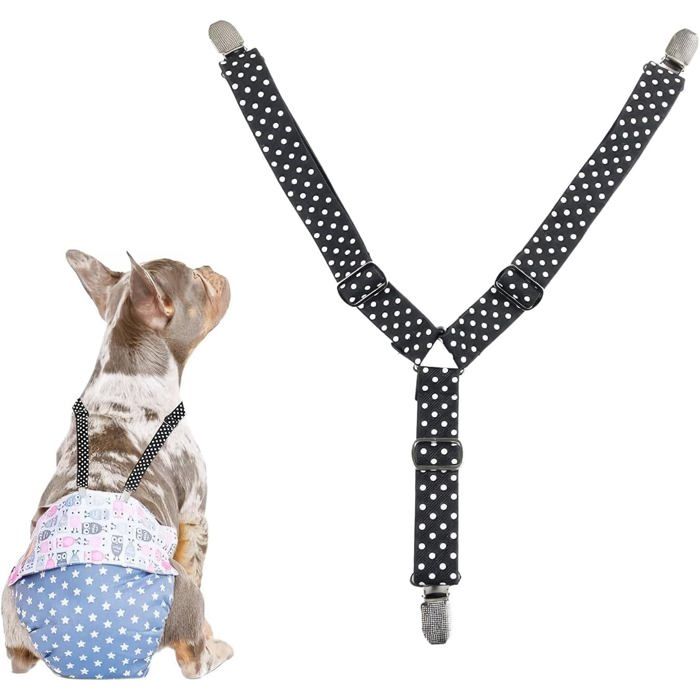 Culotte menstruelle pour chien - ESTAMPILLE - Bretelles réglables - 3 clips - Longueur dos 41 5-75 5 cm