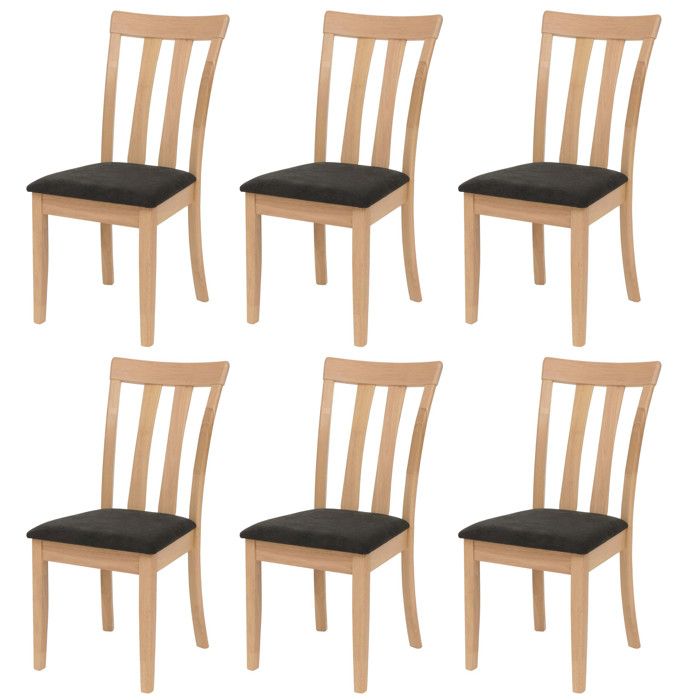 Lot de 6 chaises de salle à manger HWC-G46 chaise de cuisine tissu/textile bois massif- structure couleur naturelle Lot de 6 chaises de salle à manger HWC-G46 chaise de cuisine tissu/textile bois massif- structure couleur naturelle