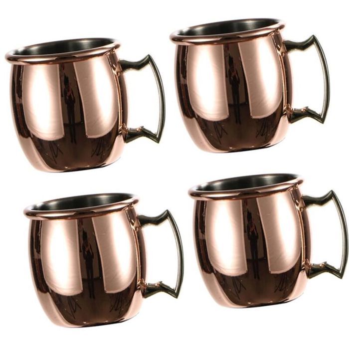 4x tasses en cuivre Moscow Mule (lot de 4) tasses en cuivre massif fabriquées à la main - 60 ml .