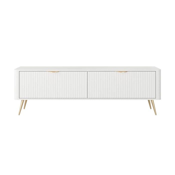 JOUDY MINI - Mini meuble TV 163cmeffet rainuré - Blanc JOUDY MINI - Mini meuble TV 163cmeffet rainuré - Blanc