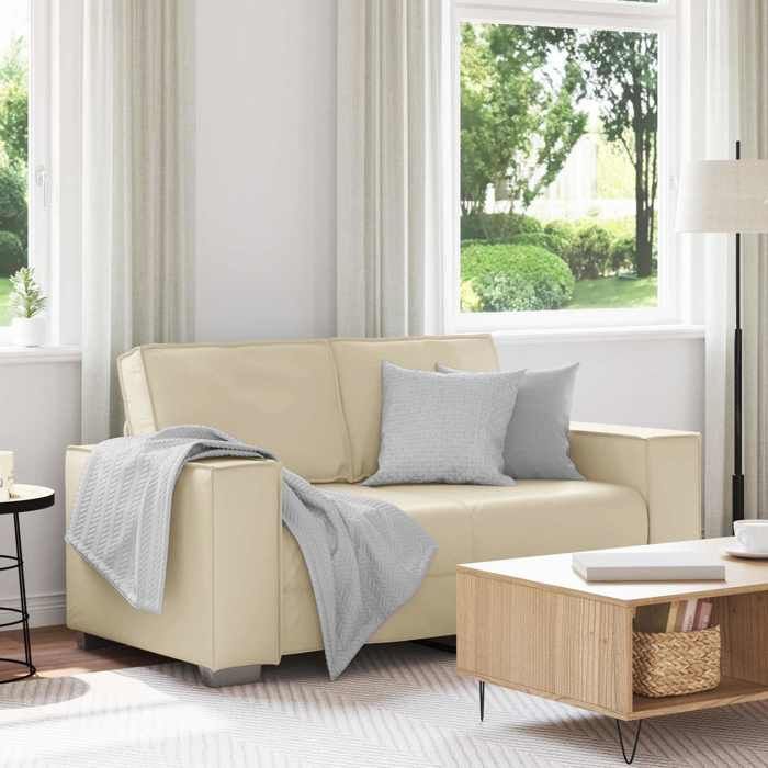 SOFA FIX - 2 places - Canapé de Séjour - Crème 160 cm Simili cuir - SOFA-SALON 0_287075