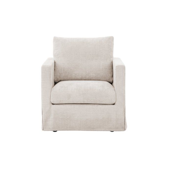 LEONIE - Fauteuil tissu chenille déhoussable - Beige LEONIE - Fauteuil tissu chenille déhoussable - Beige
