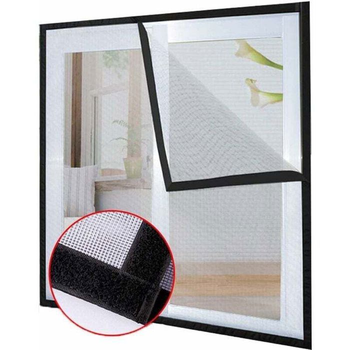 Moustiquaire de fenêtre - Unbrand - 150x150 cm - Polyester résistant aux déchirures - Installation facile avec Velcro
