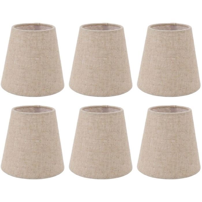 Lot de 6 abat-jours en lin pour ampoules E14 – Diamètre 14cm – Hauteur 13cm – Installation facile sur lampes et lustres