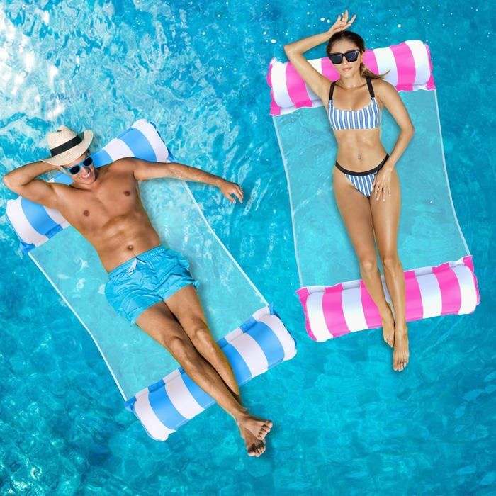 Bouee Piscine. Matelas Hamac Adulte Gonflable Filet Piscine Accessoire pour 2 Personnes Plage Vacances Partie 132 x 130 Bleu - | Leroy Merlin