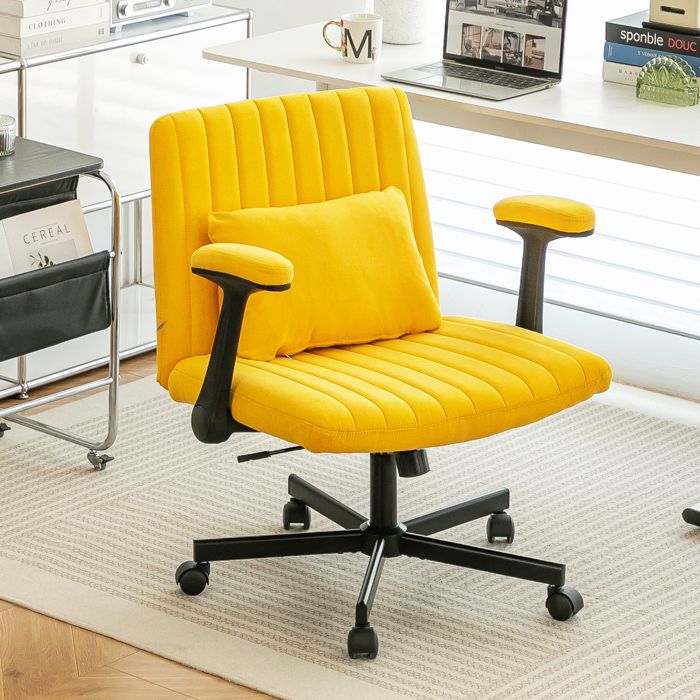 Fauteuil de bureau en velours 21.5x25.2x33 cm Jaune Tissu fauteuil
