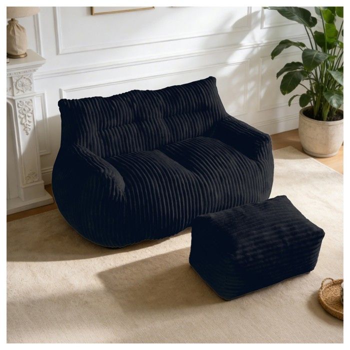 CollaHausse Fauteuil poire double avec repose-pieds grand format pour adultes et enfants