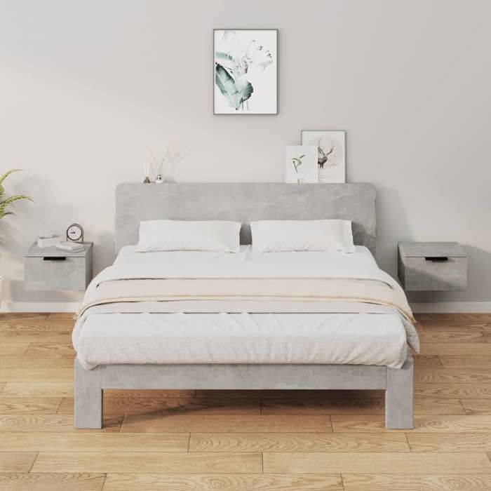 Lot de 2 Armoires de chevet intemporel - vidaxl - Table de lit - bois dingénierie - gris béton - 34 x 30 x 20 cm@ntc22i