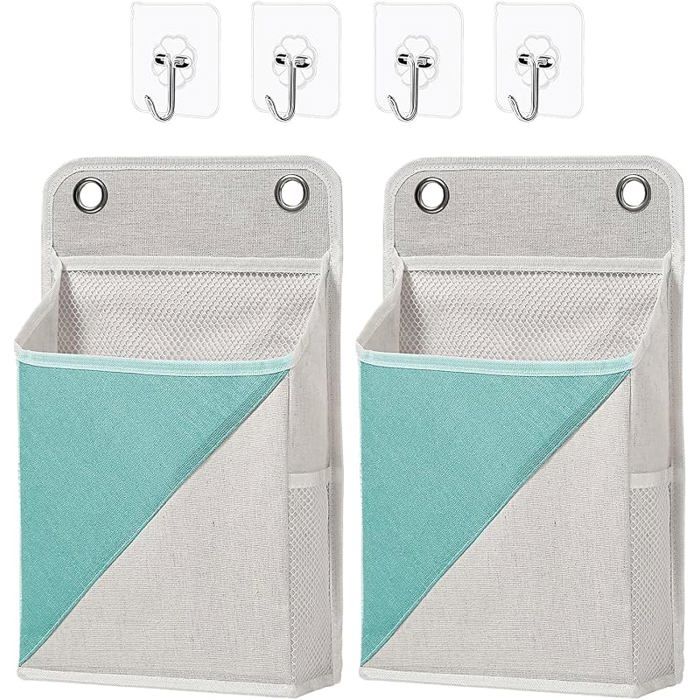 Organisateur Mural 2 Pièces Sac Suspendu Panier avec Compartiments pour Rangement Murale Pochette pour Chambre Green
