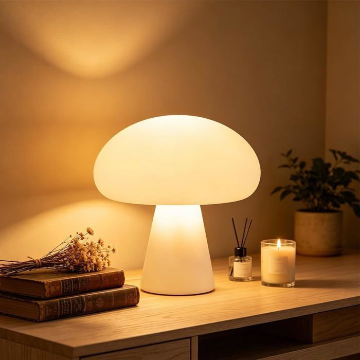 Lampe de table LED - Lampe champignon design couleur crème avec variateur 3000-6000K pour chambre et bureau