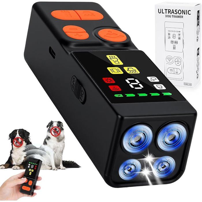 Appareil anti aboiement ultrasons pour chien avec 4 émetteurs et portée de 146 mappareil anti cloche pour chien avec
