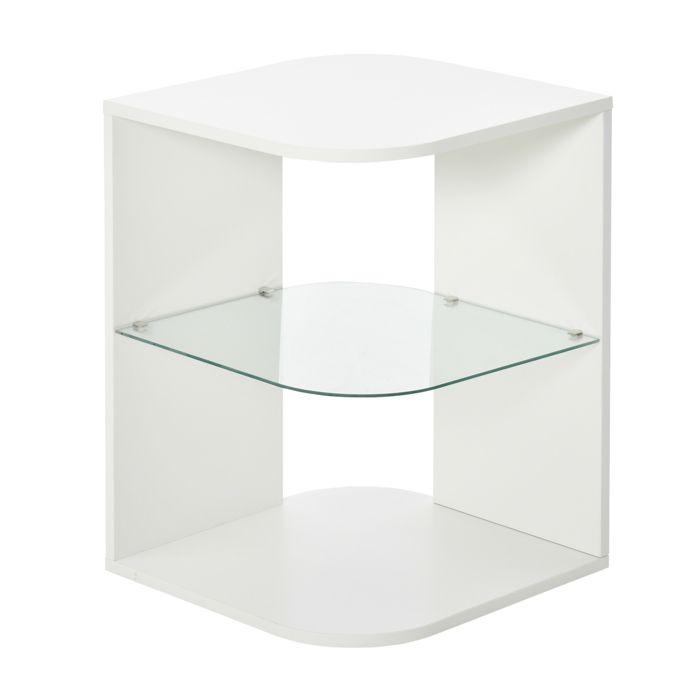 Table d’appoint - Petite table de salon - 3 étagères - Blanc - Dimensions 40 x 40 x 56 cm - Pour le salon et la chambre - EUJIGSHOP