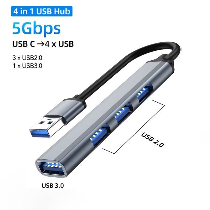 Normal Usb Adapter 4 en 1 USB normal - Hub 7 en 1 USB type c vers USB 3.0-2.0, adaptateur ...