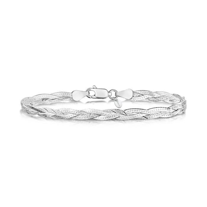 amberta bijoux - bracelet - chaîne argent 925/1000 - maille miroir - largeur 5 mm - longueur 19 cm