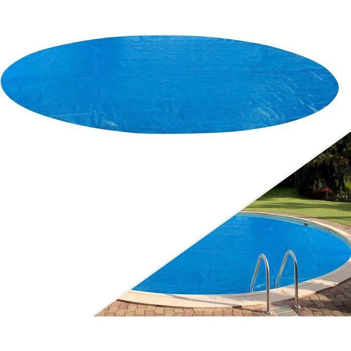 AREBOS Couverture Solaire &agrave; Bulles pour Piscine Ronde Bleu 3,6 m 400 &micro;-microns Polyethylen