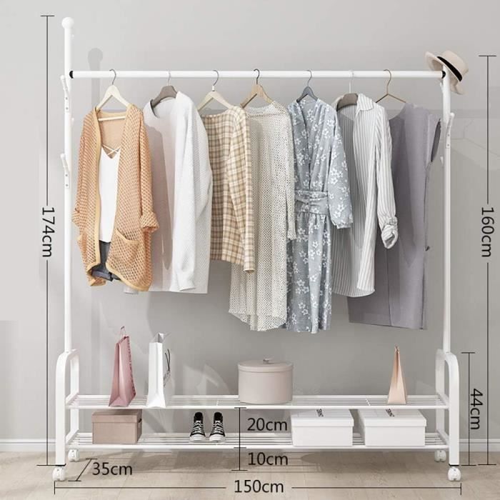 Portant Penderie à vêtements Tringle Meuble Métal PorteManteau étagère