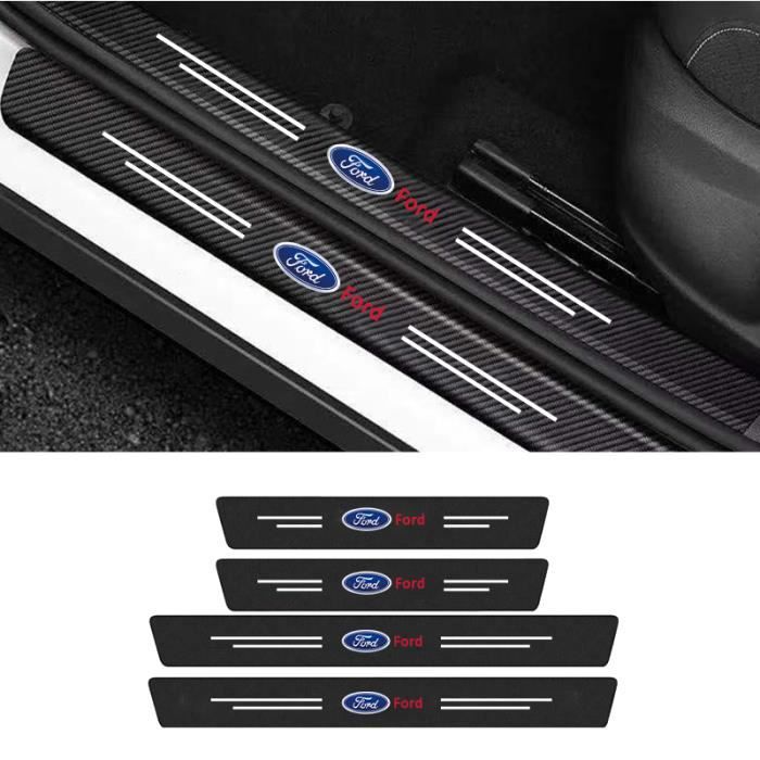 Lot De 4 Protections Seuil De Porte Voiture - Autocollant Fibre De Carbone Anti-rayures, Noir