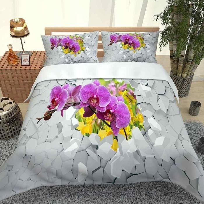Housse De Couette 140X200 Fleur Parure De Lit 1 Personne Femme