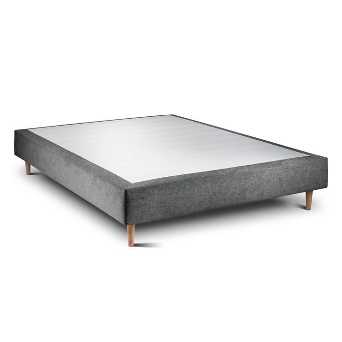 Sommier Tapissier Tissu Gris anthracite 140x190 H35cm Sommeil de plomb - Sommier en bois massif avec Pieds bois cones 15 cm Sommier Tapissier Tissu Gris anthracite 140x190 H35cm Sommeil de plomb - Sommier en bois massif avec Pieds bois cones 15 cm