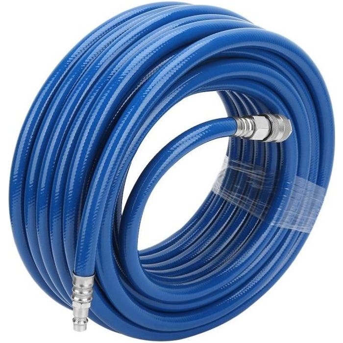 15 m bleu flexible pneu PVC tuyau avec connecteur rapide pour compresseur dair 