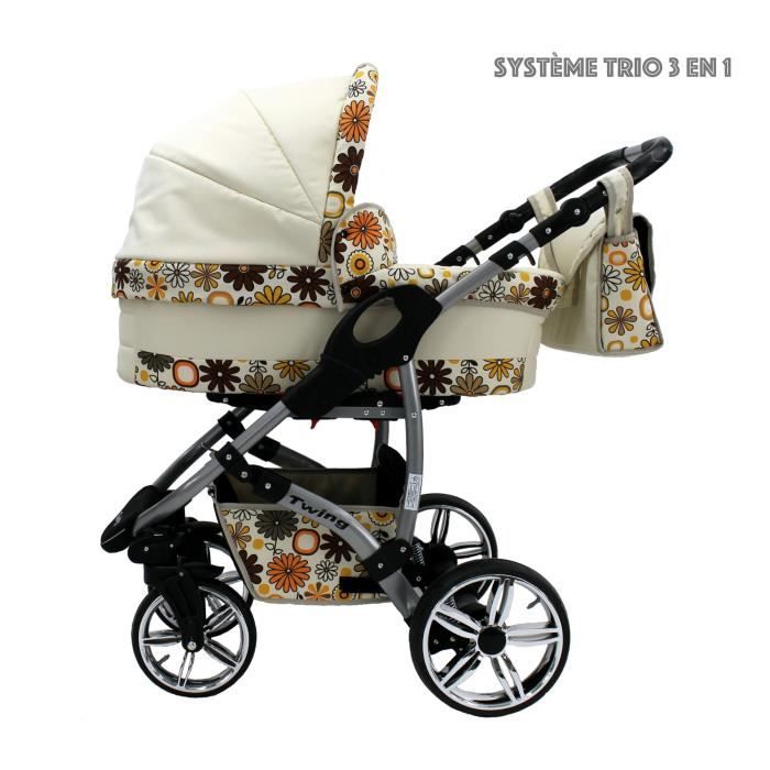 poussette trio beige