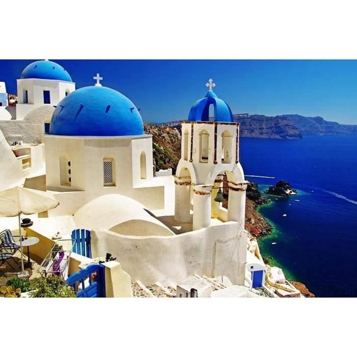 DIY Diamond Painting Complet Paysage de l'île de Santorin en Grèce 5D