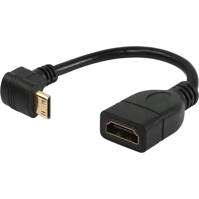 Câble Mini HDMI 15 cm, Angle vers le haut Mini adaptateur HDMI mâle vers  HDMI femelle, prise en charge 1080P Full HD, 3D, pour[1681] - Cdiscount TV  Son Photo