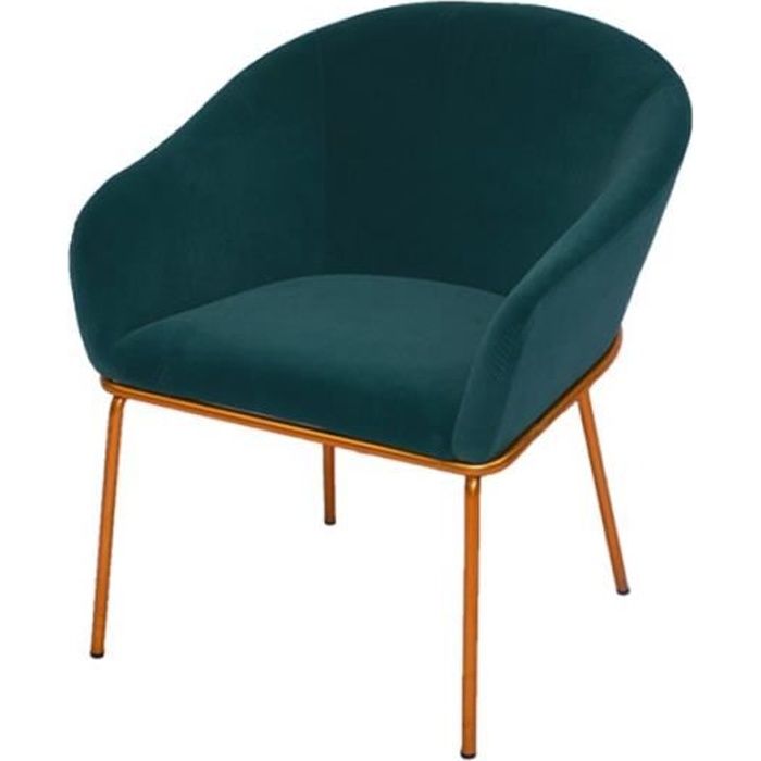 chaise - meubler design - muleur - velours vert - avec accoudoirs - style vintage