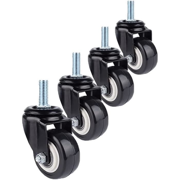 Lot De 4 Roulettes Pivotantes De 2 Pouces Pour Meubles - Support En U, Capacité 27kg Chacune, Vis Incluses, Silencieuses - 5