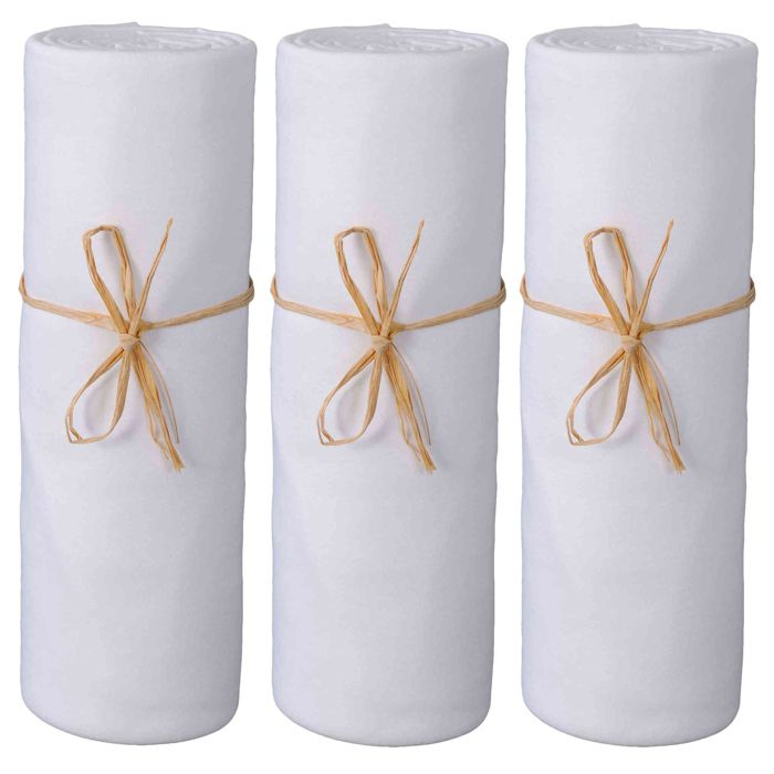 Lot de 3 draps housses bébé jersey bio blanc 60x120 - Ptit Basile