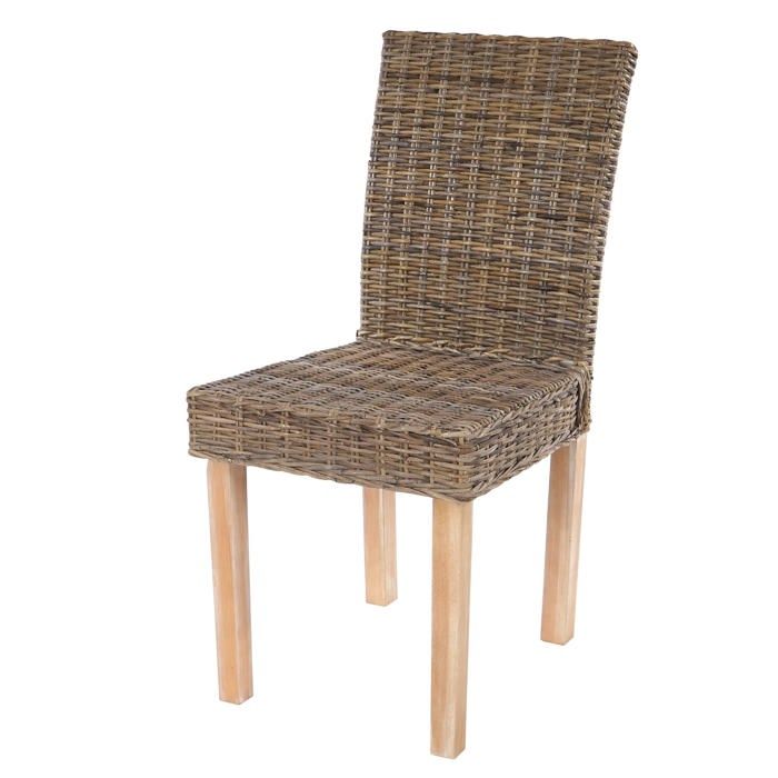 MCW Lot de 4 chaises de séjour Littau chaise en osier rotin kubu