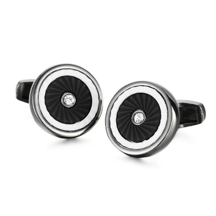 Boutons De Manchette Façonnable En Acier Laqué Bordeaux - Modèle F, Occasion, Finition Argenté