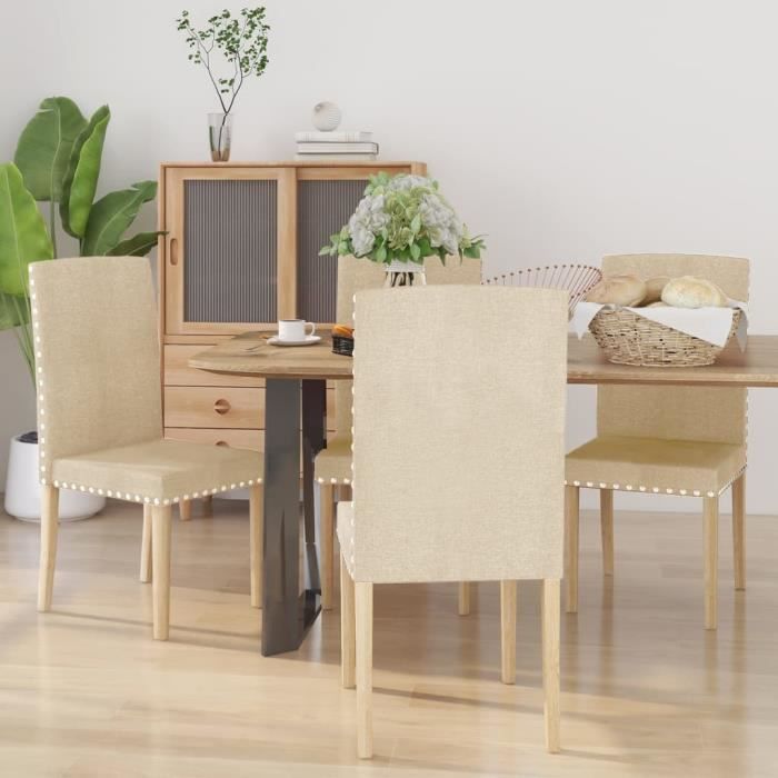 Chaises de salle à manger en tissu crème - Meilleures Mobiliers - TABYNT - Beige - Confortables et durables