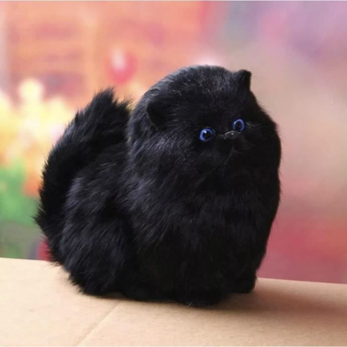 Peluche chat noir realiste mignon gros yeux bleus brillant kawaii belle mini peluche pour enfant chat persan poils long doux Cdiscount Jeux Jouets
