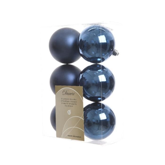 6 Boules De Noël Bleu Nuit Noël Décorations Tree 8cm