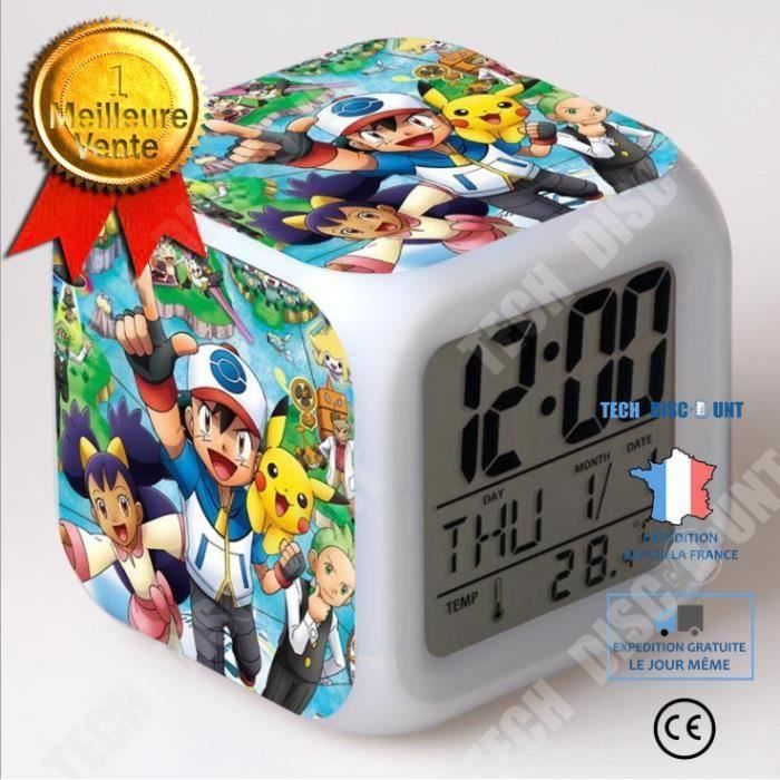 Jouet d''enfants réveil pokémon go horloge pikachu mené 7 coloré flash  contact lumière réveil cadeau de noël anniversaire idée d - Cdiscount Jeux  - Jouets