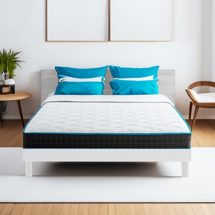 Ensemble 140x190 Matelas ressorts ensachés Atmosphère 7 zones et sommier en kit EASYKIT blanc - Fabrication belge - Garantie 10 ans