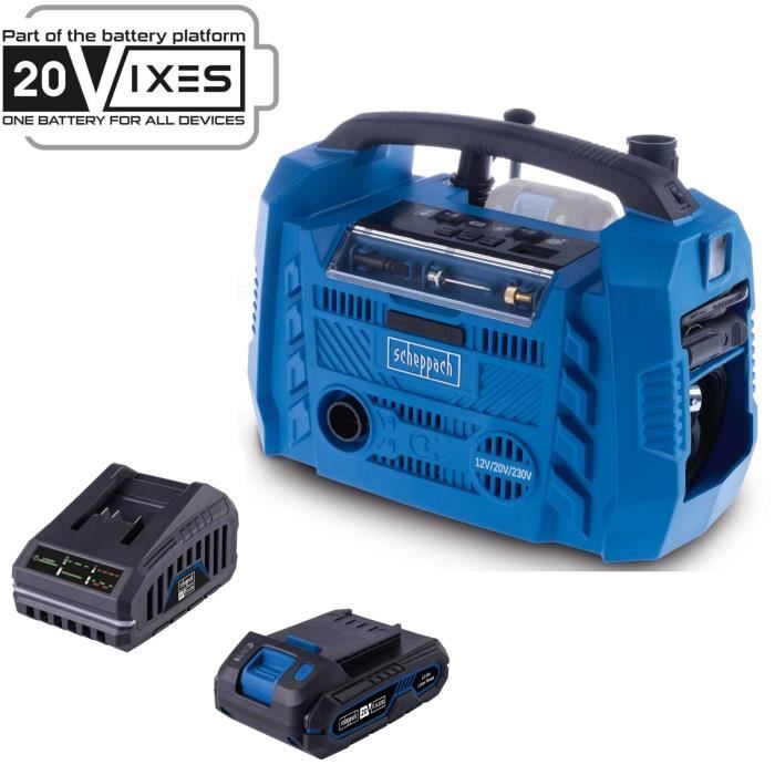 Compresseur sans fil Airforce 6 pression max 10 3bars 6 accessoires inclus SCHEPPACH 20V IXES sans batterie ni chargeur - vue 2