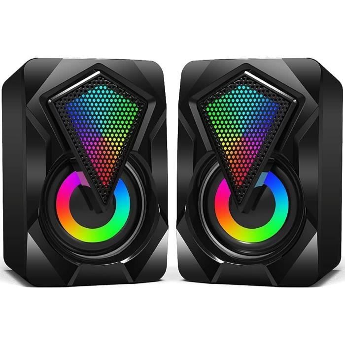 Enceintes PC RGB Battletron – Système Stéréo 2.0 – USB – 6W – Noir