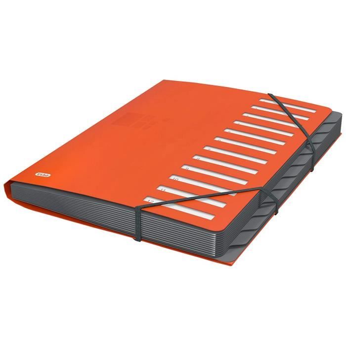 Elba Business Trieur en polypropylène mat opaque 12 intercalaires A4 Orange - 400033686