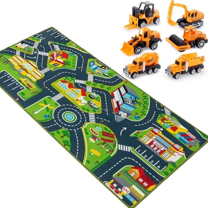 Tapis jeux avec circuit pour petites voitures ( 100 x 150 cm