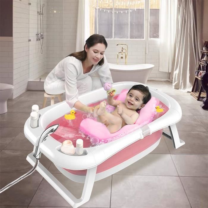 VIE Baignoire pliable bébé pliante évolutive + Coussin de bain, avec  Thermomètre ROSE 83*21*53cm FD017 - Cdiscount Puériculture & Eveil bébé